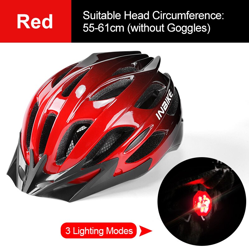 Casco de bicicleta ligero INBIKE, sombrero seguro para hombres y mujeres, casco de bicicleta MTB ultraligero con luz trasera, casco deportivo para montar en bicicleta IH19301