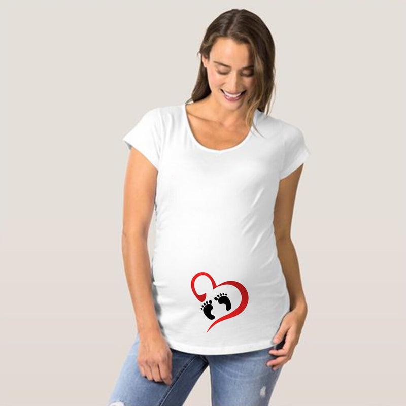 Baby printing Pregnant Women T-Shirt Funny Pregnancy Shirts for Trendy Moms Cute Pattern Print Maternity Shirt Short Sleeve Tops
