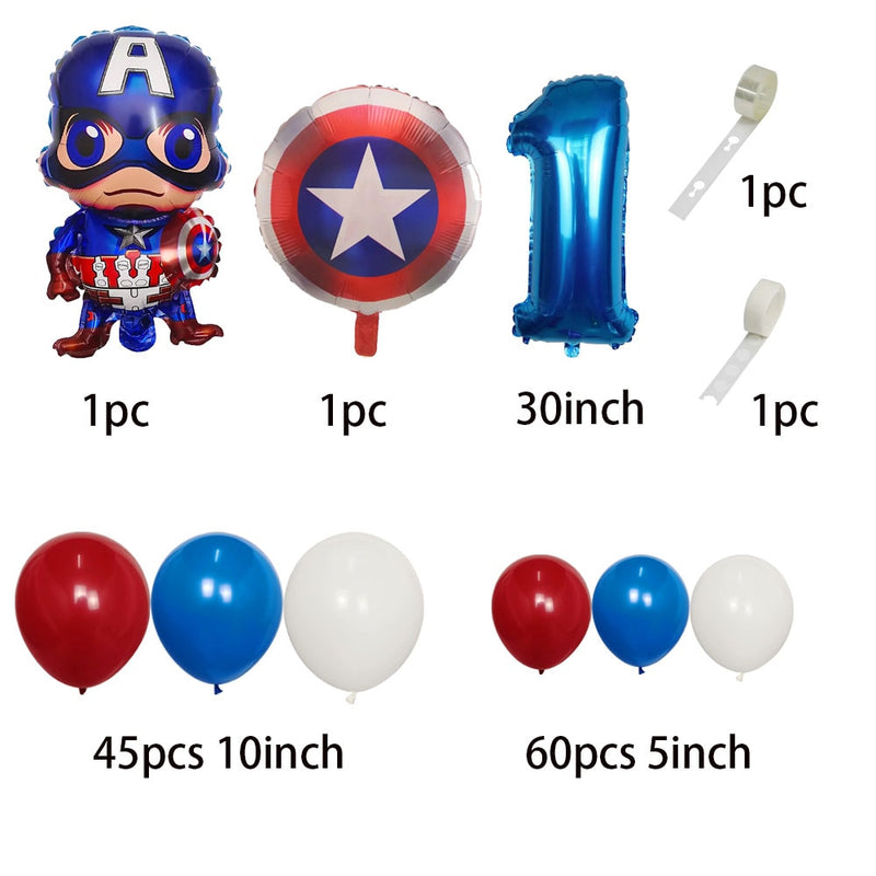 1 Juego de globos de superhéroe Capitán América decoraciones para fiesta de cumpleaños decoración de ducha de bebé niños fiesta personaje de dibujos animados Globos