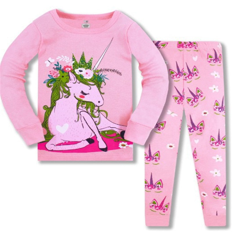 Einhorn Mädchen Pyjama Set Kinder Baby Frühling Herbst Süß Anzug Cartoon Infantil Kinder Nachtwäsche Kleidung