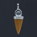 KFT Natural Healing Crystal Quartz Cone Shape Amethysts Stone with Round Beads Pendulum Stone Pendant Amulet Jewelry