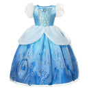 VOGUEON Mädchen Aschenputtel Prinzessin Halloween Party Kostüm Kurzarm Blau Fancy Ballkleid Kinder Fancy Geburtstag Kleidung Kittel