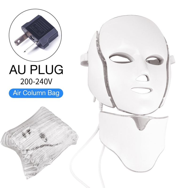 Air Bag-7 Colors Light LED-Gesichtsmaske mit Nackenhautverjüngung Gesichtspflegebehandlung Schönheit Anti-Akne-Therapie Bleaching