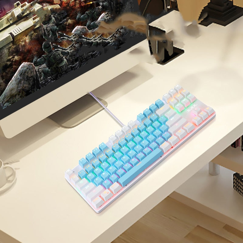 Gaming Mechanical Keyboard 87 keys Game Anti-ghosting Blue Switch Color Backlit Wired Keyboard For pro Gamer Laptop PC