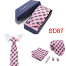 Gift Box 38 styles Tie Set Hanky Cufflinks With Gift Box Jacquard Woven Neckties Set For Men Wedding Party Lots of  accessories