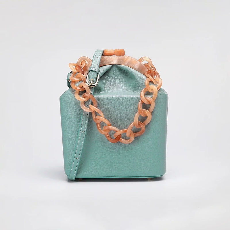 Bolso de caja para mujer, bolso de diseñador de lujo 2019, bolsos de cubo con Clip de cadena gruesa acrílica para mujer, bolsos y bolsos de marcas famosas para niñas