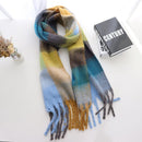 2020 Winter Cashmere Plaid Tassels Shawl Love Thick Braid Rainbow Plaid Color Matching Scarf women
