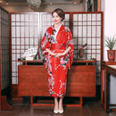 Onesize Female Japanese Kimono Bathrobe Gown V-neck Satin Evening Party Prom Gown Vintage Cosplay Costume Full Sleeve Gown