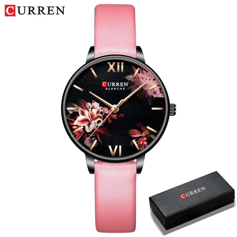 Relojes de mujer CURREN, reloj negro, reloj de pulsera de cuarzo de malla de acero inoxidable, reloj informal con encanto para mujer, relojes femeninos