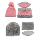 3 unids/set sombreros de invierno para mujeres con máscara de respiración 2 en 1 sombrero de punto niña pompones sombrero cálido añadir piel forrada sombrero de invierno protector