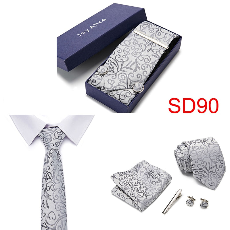 Gift Box 38 styles Tie Set Hanky Cufflinks With Gift Box Jacquard Woven Neckties Set For Men Wedding Party Lots of  accessories