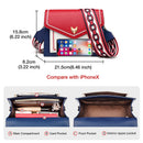 FOXER Brand Women Messenger Crossbody Bag Lady Colorful Panelled Flap Designer Shoulder Bag Small Split Leather Purse for Female