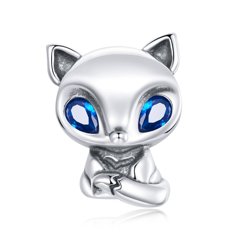 WOSTU Cute Cat Charms 925 Sterling Silver Animal Pussy Zirconia Beads Fit Original Bracelet Pendant DIY Necklace Jewelry