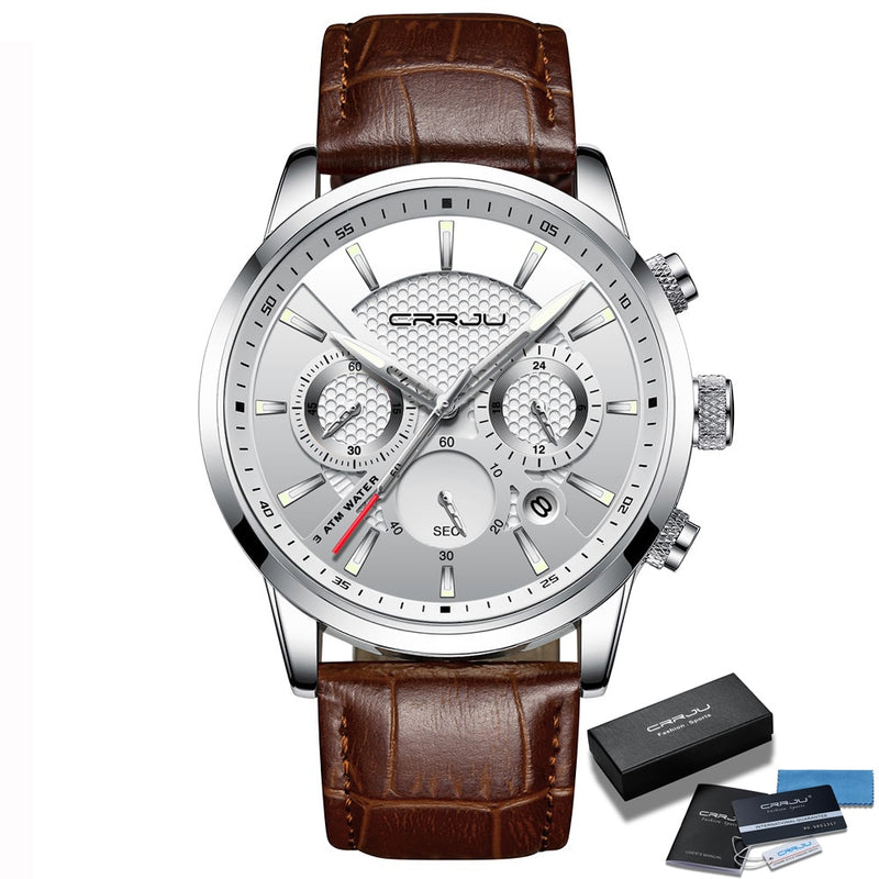 CRRJU Neue Mode Sport Quarz Uhren Männer Luxus Business Leder Uhr Wasserdichte Armbanduhren Männliche Uhr Relogio Masculino