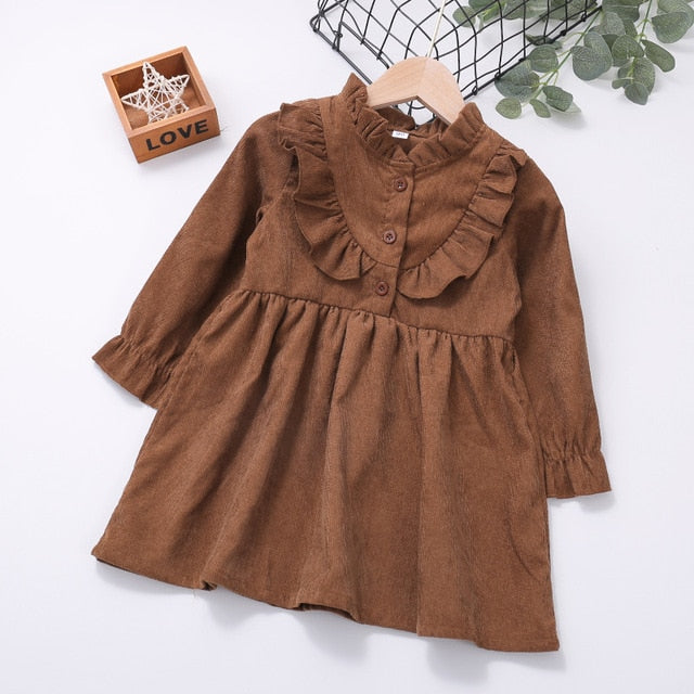 Humor Bear Girls Dress Children Clothing Princess Spring Autumn Floral Dress Loose Flared Sleeve Dress Baby Kids Girls Dress