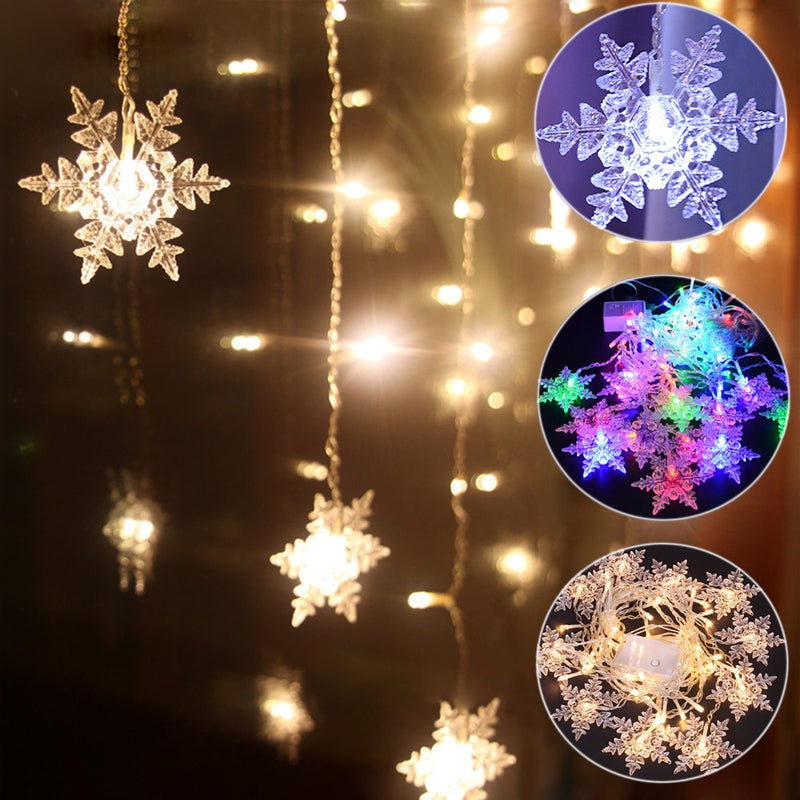 Outdoor Xmas Snowflake LED String lights Flashing Lights Curtain Light Waterproof Holiday Party Connectable Wave Fairy Light D30