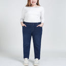 Otoño e invierno nuevos pantalones vaqueros casuales de gran tamaño 7XL 8XL 9XL moda mujer elástico cintura alta bolsillo alto elástico grueso jeans
