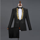 Red Diamond Floral Men Suits for Wedding Mens Suits 3 Piece Blazer+Pant+Bow Tie Fashion Tuxedo Men Suit Set Stage Costume Homme