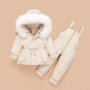 Kinder Daunenmantel Jacke + Overall Kinder Kleinkind Mädchen Junge Kleidung Daunen 2 stücke Winter Outfit Anzug Warme Baby Overalls Kleidung Sets