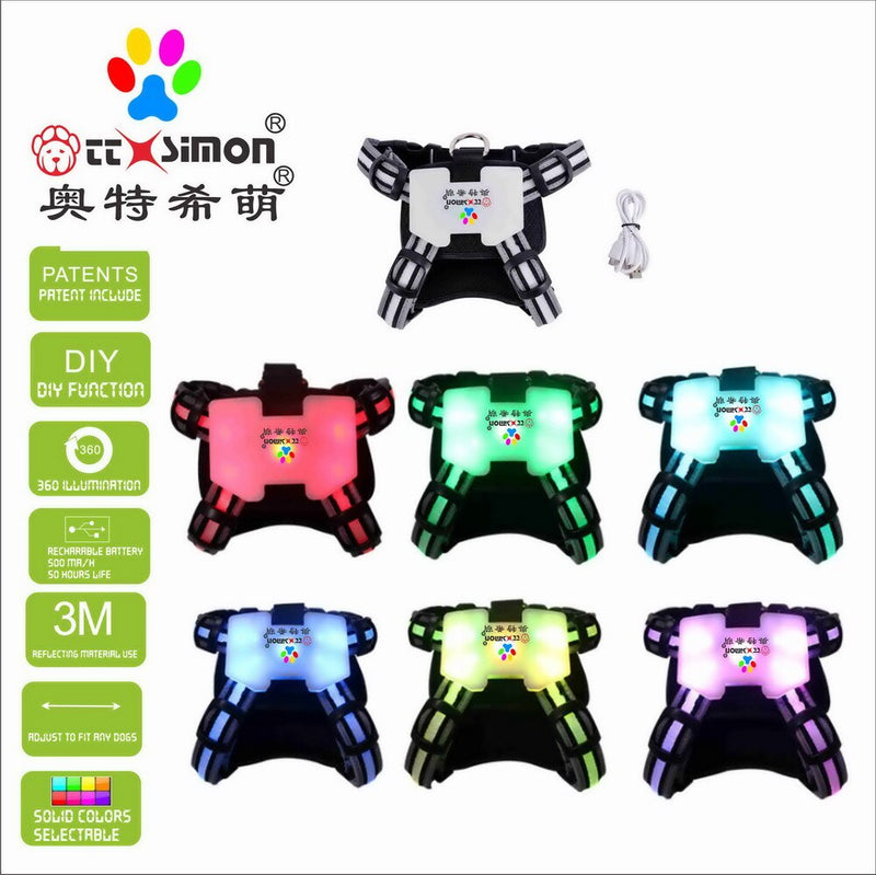 CC Simon Led Dog Harness 7 color in 1