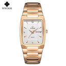 Relogio Masculino WWOOR 2022 New Square Watch Men with Automatic Week Date Man Quartz Wrist Watches Luxury Stainless Steel Gold