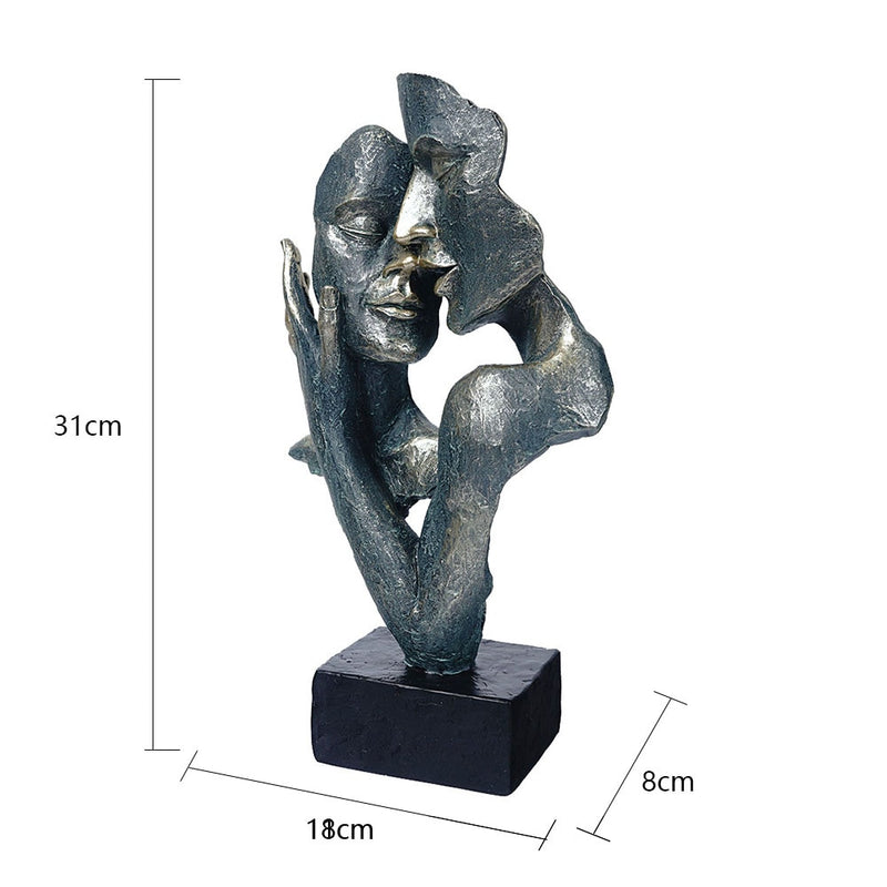 NORTHEUINS Resin Kissing Couple Mask Statue Lover Miniature Figurines for Interior Valentine&