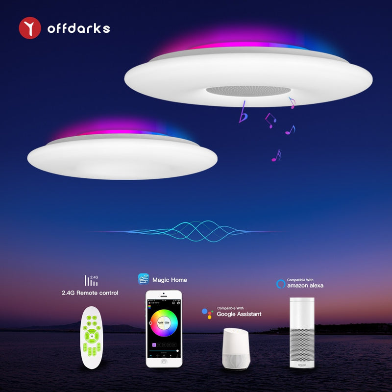 OFFDARKS Intelligente LED-Deckenleuchten WIFI-Sprachsteuerung APP-Steuerung RGB-Dimmung Bluetooth-Lautsprecher Deckenleuchte Küche Wohnzimmer