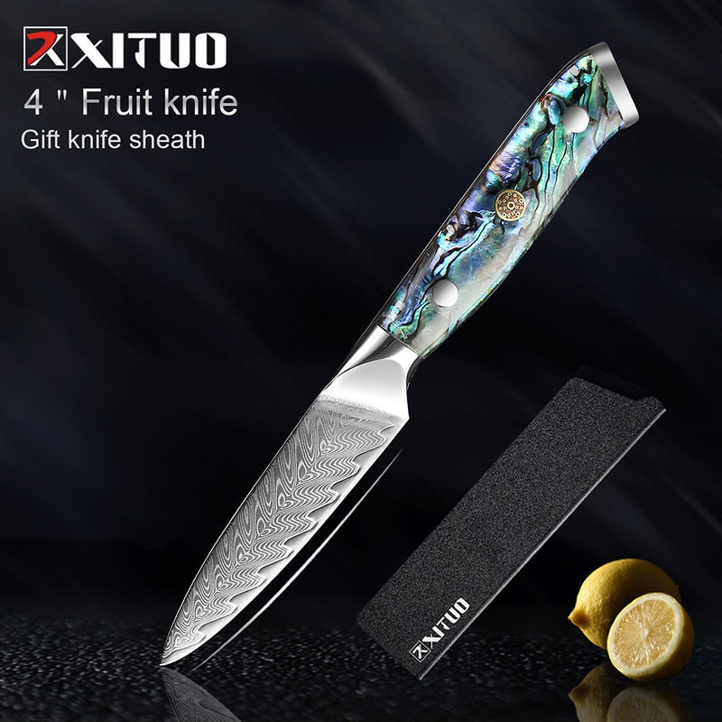 XITUO Damascus Steel knife Set 1-5 PCS Kitchen Tools Chef Knife Japanese Santoku Knives Boning knife Exquisite Shell Handle New