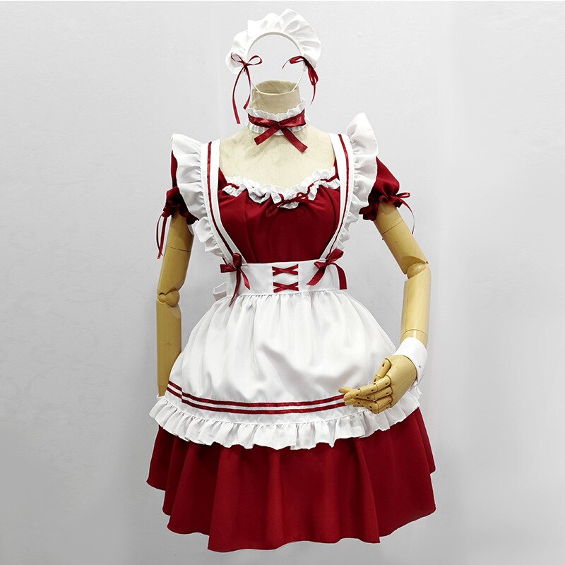 Amine Black Cute Lolita French Maid Cosplay Costume Dress Girls Woman Waitress Maid Party Stage Costumes