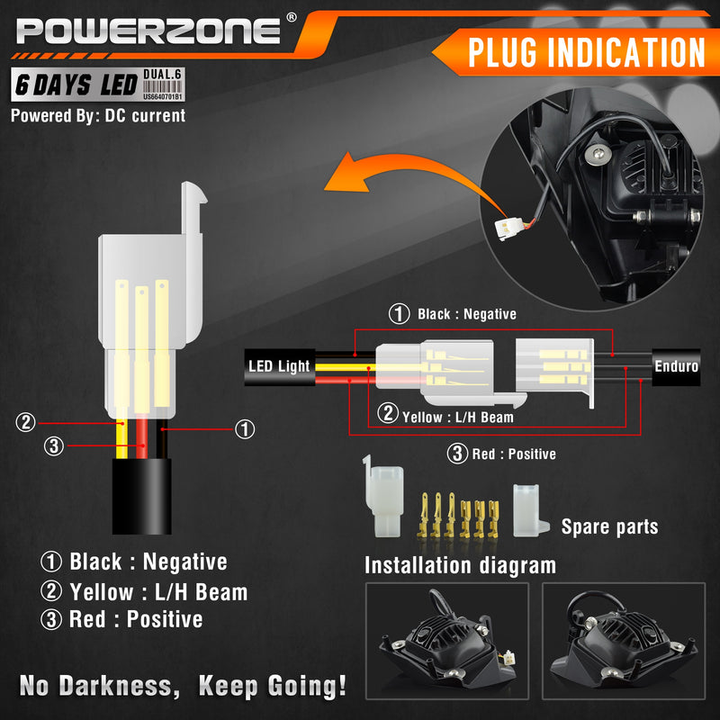 Faro delantero LED para motocicleta PowerZone, faro delantero Supermoto carenado para KTM EXC SXF MX Dirt Bike Enduro, faro LED