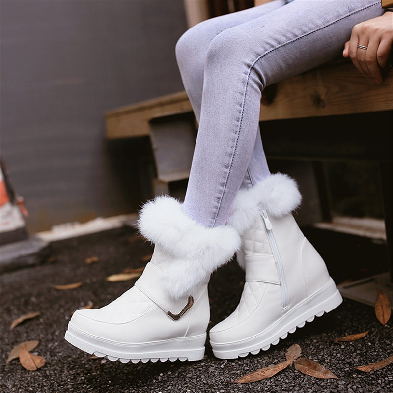 DORATASIA nuevo invierno 34-43 botas de nieve de plataforma plana informales para mujer botines de plataforma de piel cálida para mujer zapatos de aumento de altura para mujer