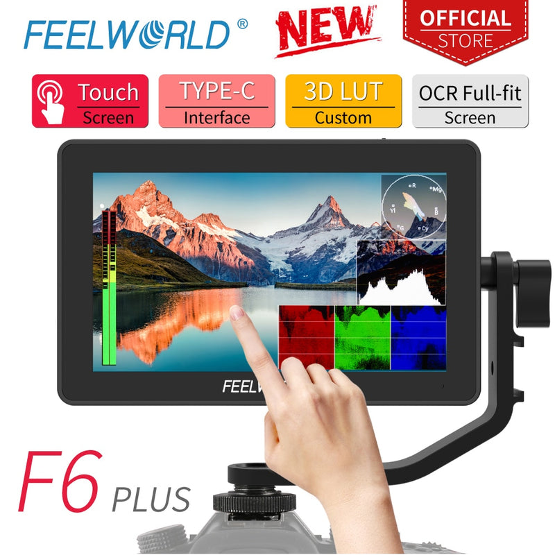 FEELWORLD F6 PLUS 5,5 Zoll auf Kamera DSLR Feldmonitor 3D LUT Touchscreen IPS FHD 1920x1080 Video Focus Assist Unterstützt 4K HDMI
