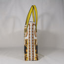 Italy Luxury Golden Lion Travel Shoulder Bag Luxury Textured Leather Shopping Tote Famous Brand Bag Ladies Tote White