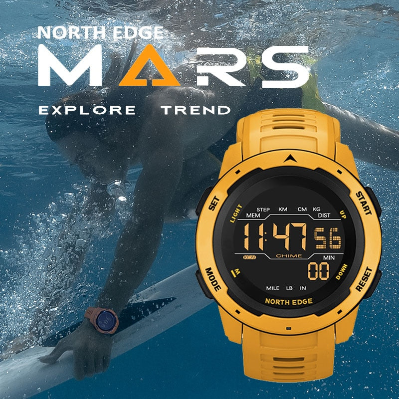 NORTH EDGE Digitaluhr Herren Militäruhr Sportuhren Mode Laufen Sport Schwimmen Wasserdicht 50M Elektronische Herrenuhr