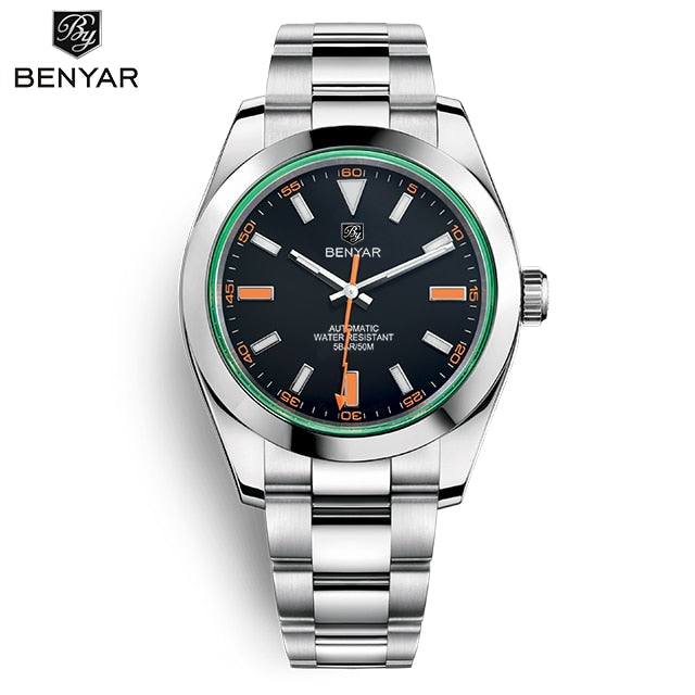 BENYAR 2023 New Stainless Steel Automatic Men Watches Top Brand Waterproof Luxury Men Mechanical Wristwatch Relogio Masculino