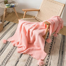 Yellow Blanket Sofa Knit Throw Blanket Solid Soft PomPom Tassels Blanket Travel 130x160cm Home Sofa Chair Couch Bed  50"x62"