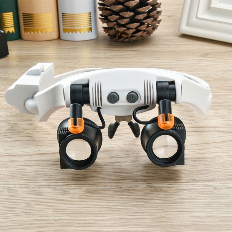 Led Light Lamp Double Glasses Loupe Lens Glasses Magnifier Watchmaker Jewelry