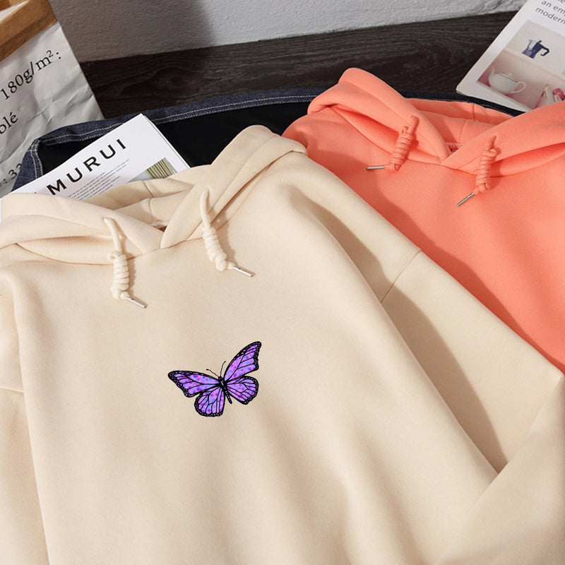 Damen Sweatshirts Hoody Butterfly HOODIE NEU 2020 Student's Vielseitiges Top Kpop Hiphop Sweatshirt Literarischer Vintage Kapuzenmantel