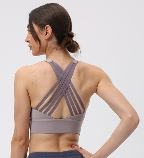 NWT Cross Tanks Yoga bra Women Tank Tops Fitness Shock Proof Quick Dry Backless Push Up Crop Bra Size XS-XL