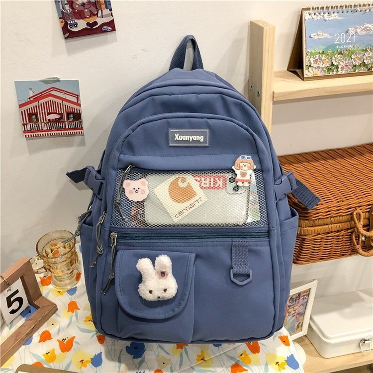 Mochila de moda japonesa para Mujer, mochilas escolares para chicas adolescentes, mochilas de malla de nailon con múltiples bolsillos, Mochila femenina, Bolsa para Mujer