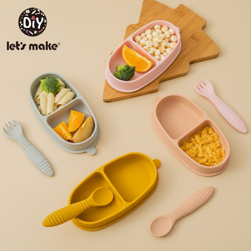 Let's Make 1Set Baby Feeding Anti-Rutsch-Pads Zweiseitiger Saugnapf Kinder Silikon Baby Feeding Bowl Dish Mats Untersetzer für Kinder