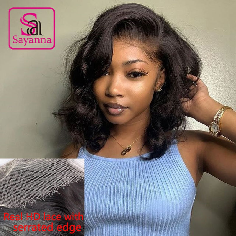 HD Lace Frontal Wigs For Women Short Bob Wig 13X4 Lace Front Human Hair Wigs With Baby Hair Brazilian Wavy Bob Wigs Pre Plucked