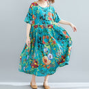 Oversized Floral Print Cotton Casual Woman Dress Summer Flower Boho Beach Dress for Women Loose Long Ladies Dresses 2021