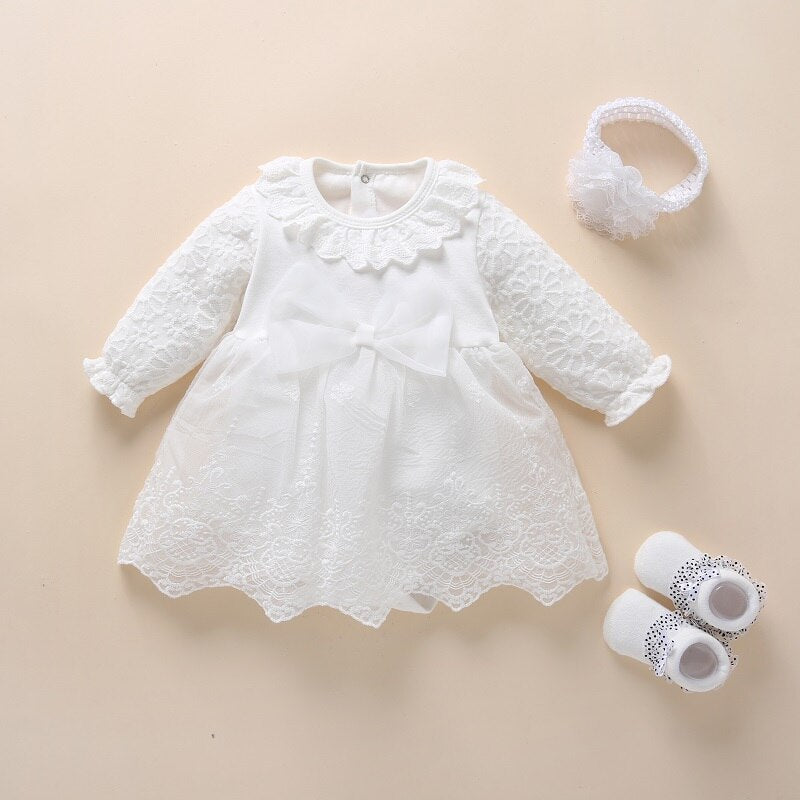 Vestido de bautismo para bebé, lazo 2022, vestidos y ropa para niñas recién nacidas, vestido blanco como la nieve para bebé, vestido de cumpleaños para niña de 1 año