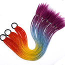 Synthetisches 60 cm Pferdeschwanz-Haarteil mit Gummiband, Haargummi, Chignon, Häkelzopf, Pferdeschwanz-Haarverlängerung, Pink, Regenbogen