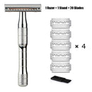 HAWARD Matte Black Safety Razor Fits All Double Edge Razor Blades Classic Manual Metal Razor For Men&amp;Women,20 Shaving Blades