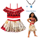 2020 Princess Moana Cosplay Costume for Children Vaiana dress Costume with Necklace for Halloween Costumes for Kids Girls Gifts