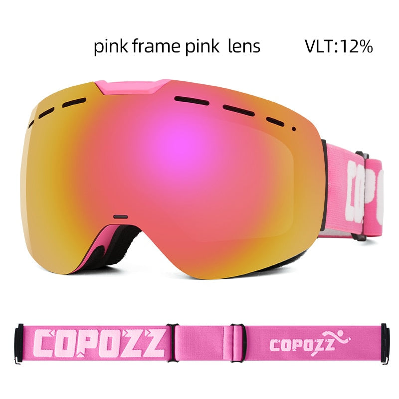 COPOZZ Frameless Ski Goggles with Magnetic Lens Skateboard Skiing Anti-fog UV400 Snowboard Goggles Men Women Ski Glasses Eyewear