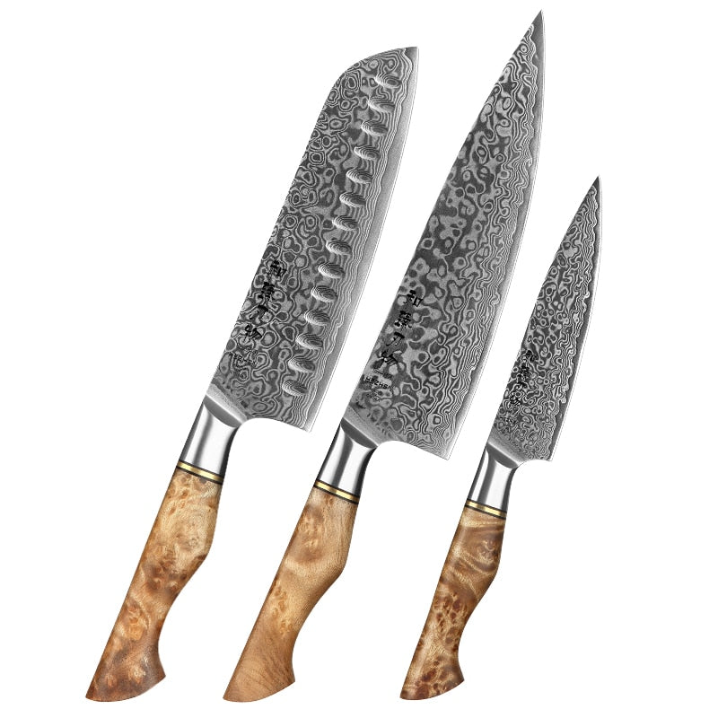 HEZHEN Kitchen Knife Set 1-7PC Damascus Steel knives Chef Knife Kitchen Accessories Professional Chef knives Cooking Tools