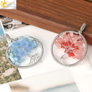 CSJA Tree of Life Pendant Necklace Natural Stone Silver Color Wire Wrap Quartz Crystal Chip Bead Flower Reiki Jewelry Women G306